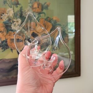 Vintage Jack & pulpit calla Lily hand blown glass bud vase candlestick holder